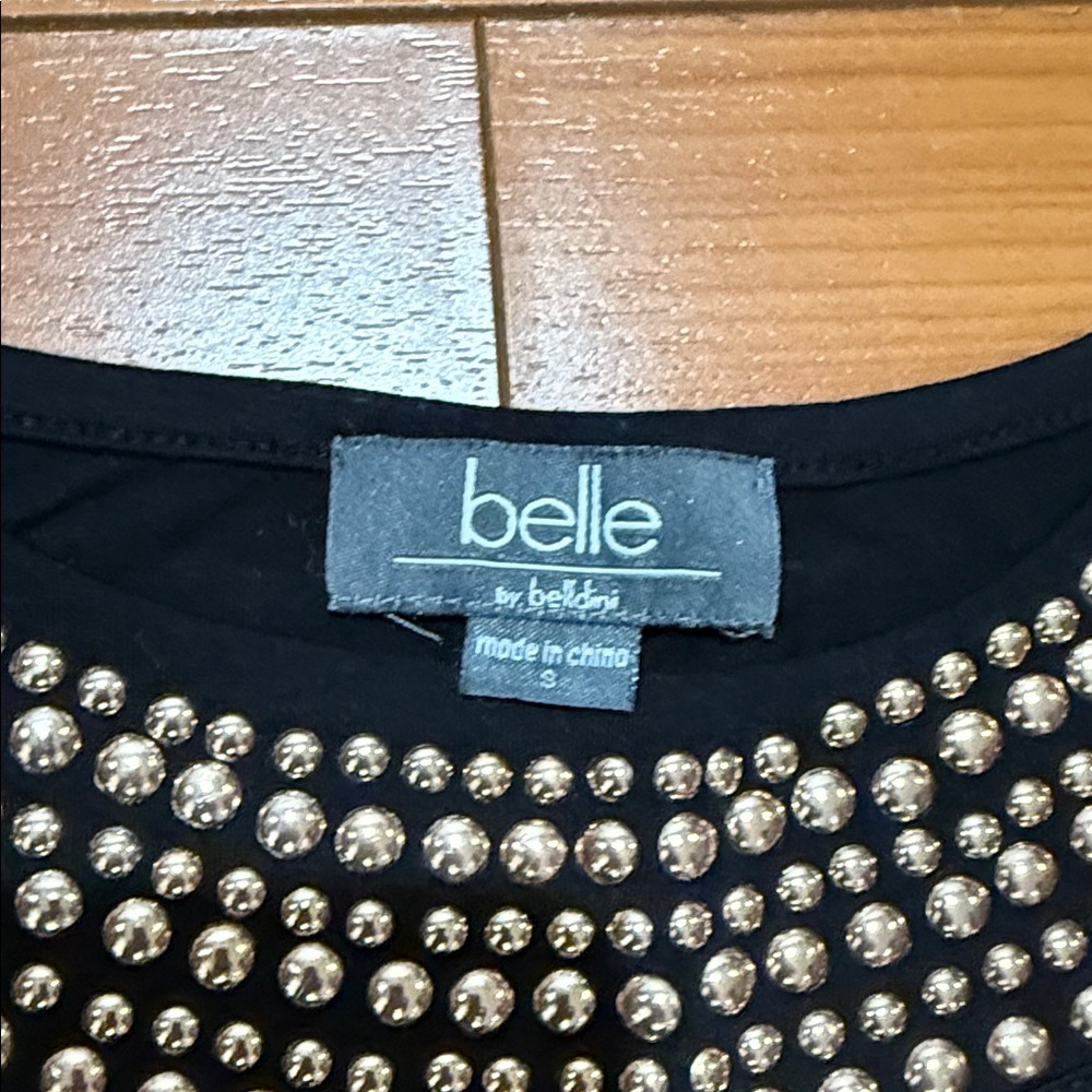 Black Tunic with Gold Studded Neckline - Picture 2 of 7